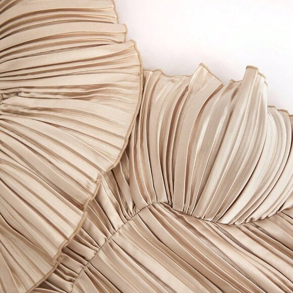 Apricot Casual Women's Pleated Satin Strapless Top - Picture 5 of 8